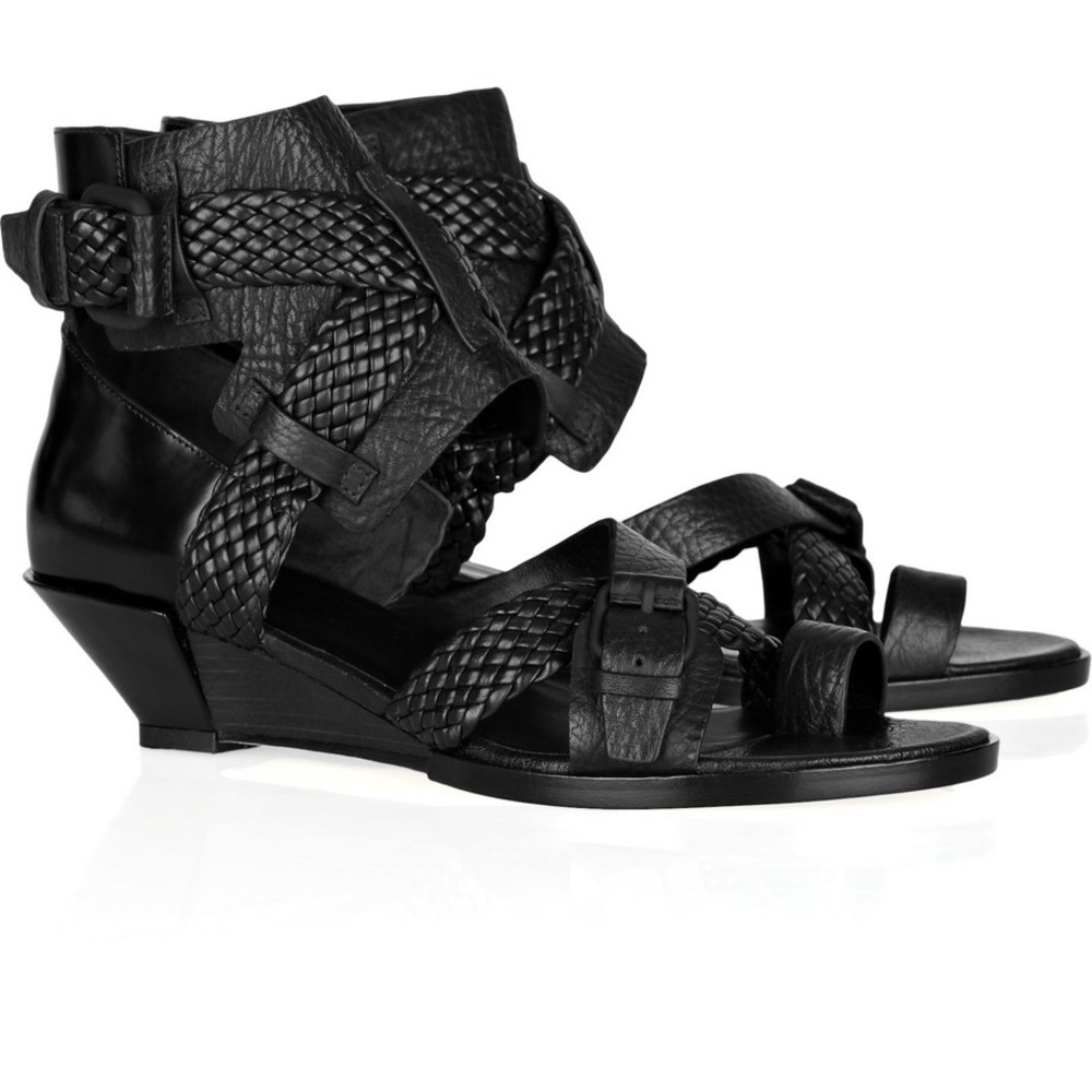 Alexander Wang Black Braided Wedge Sandal 37